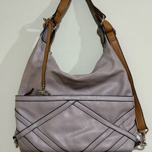 Gray and Brown Hobo Bag